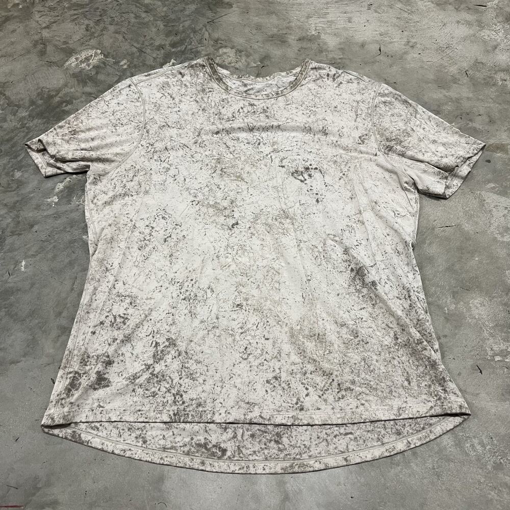 Lululemon Marble Dye Athletic T Shirt Adult XXL White Gray Brownish Mens